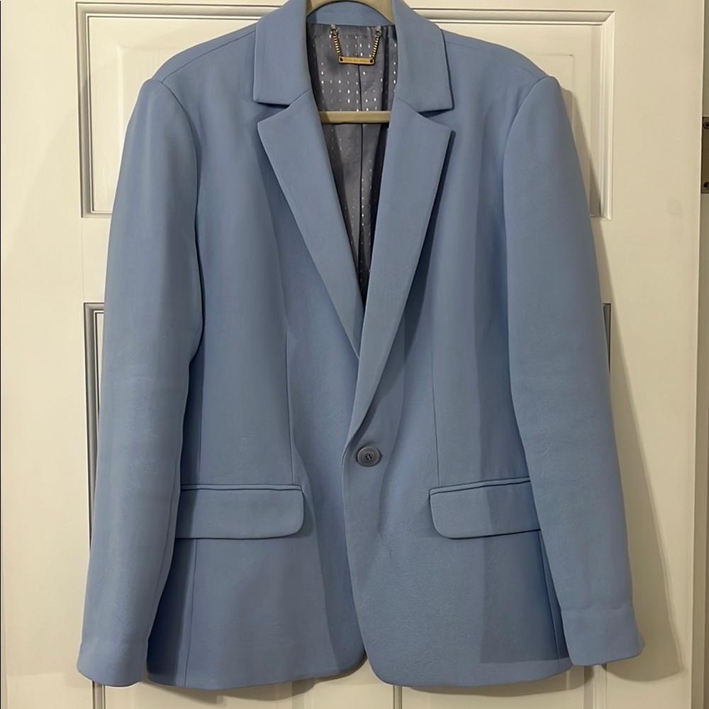 Trina Turk Powder Blue Single-Button Blazer